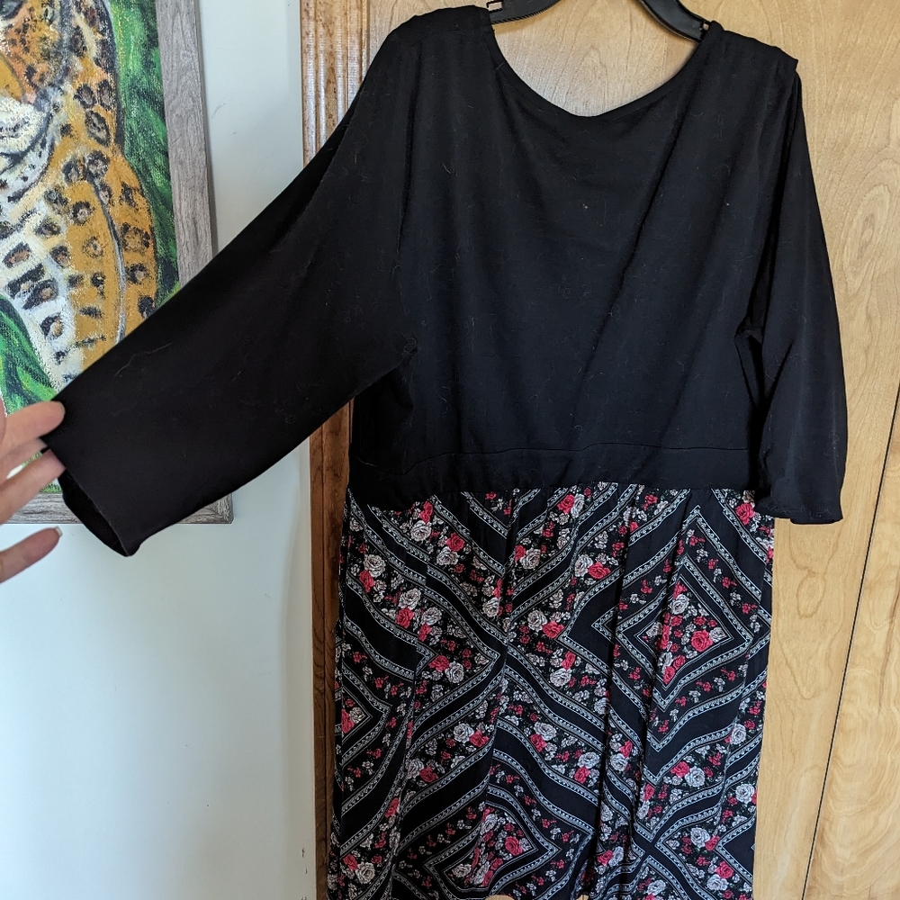 Torrid Black and Red Floral Skater Dress Size 3